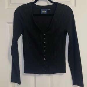 Anthropologie Maeve Long Sleeve V-Neck Cardigan Black Women's Small